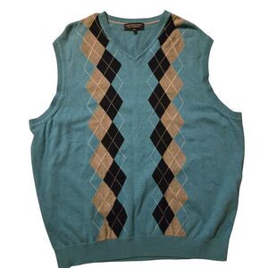 Roundtree & Yorke Argyle Sweater Vest XL Grandpa Core Cosby Diamond Preppy Golf